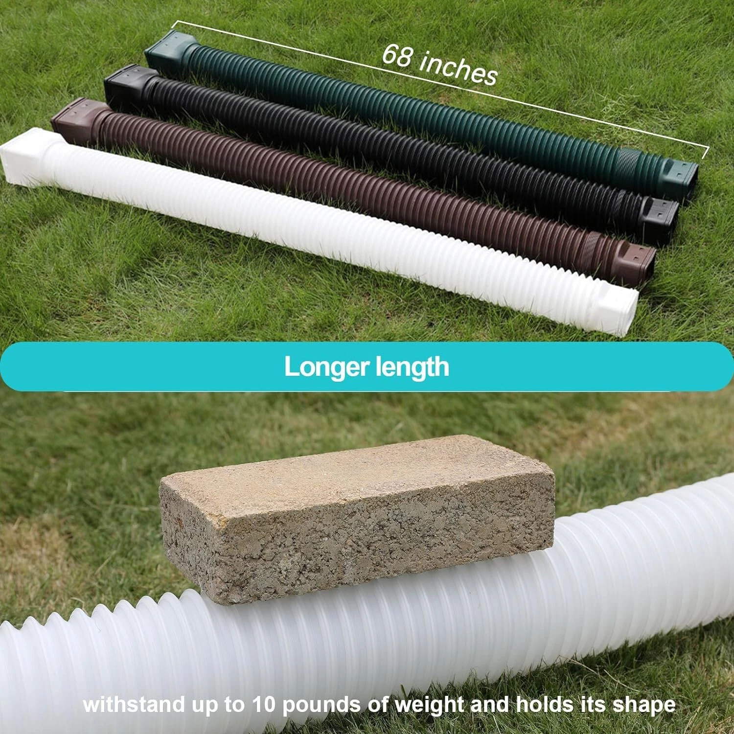 2pack Rain Gutter Downspout Extensions Flexible, Drain Downspout Extender, Down Spout Drain Extender, Gutter Connector Rainwater Drainage,Extendable from 21 to 68 Inches