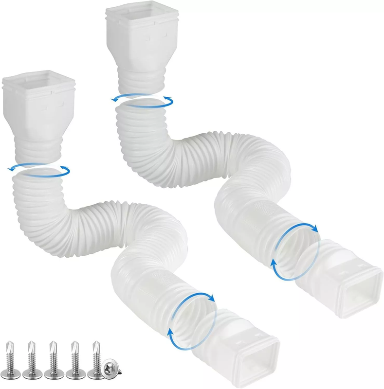 2pack Rain Gutter Downspout Extensions Flexible, Drain Downspout Extender, Down Spout Drain Extender, Gutter Connector Rainwater Drainage,Extendable from 21 to 68 Inches