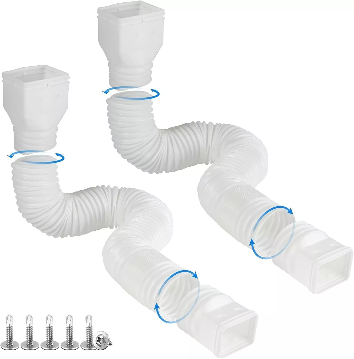 2pack Rain Gutter Downspout Extensions Flexible, Drain Downspout Extender, Down Spout Drain Extender, Gutter Connector Rainwater Drainage,Extendable from 21 to 68 Inches