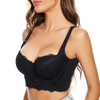 Women Padded Underwire Underwear Hide Side Plus Size Ladies Lace Bra