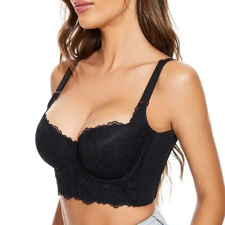 Women Padded Underwire Underwear Hide Side Plus Size Ladies Lace Bra