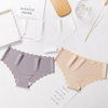 Woman Ice Silk Panty Solid Low-waist Seamless Laser Cut Underwear One Piece Traceless Panties