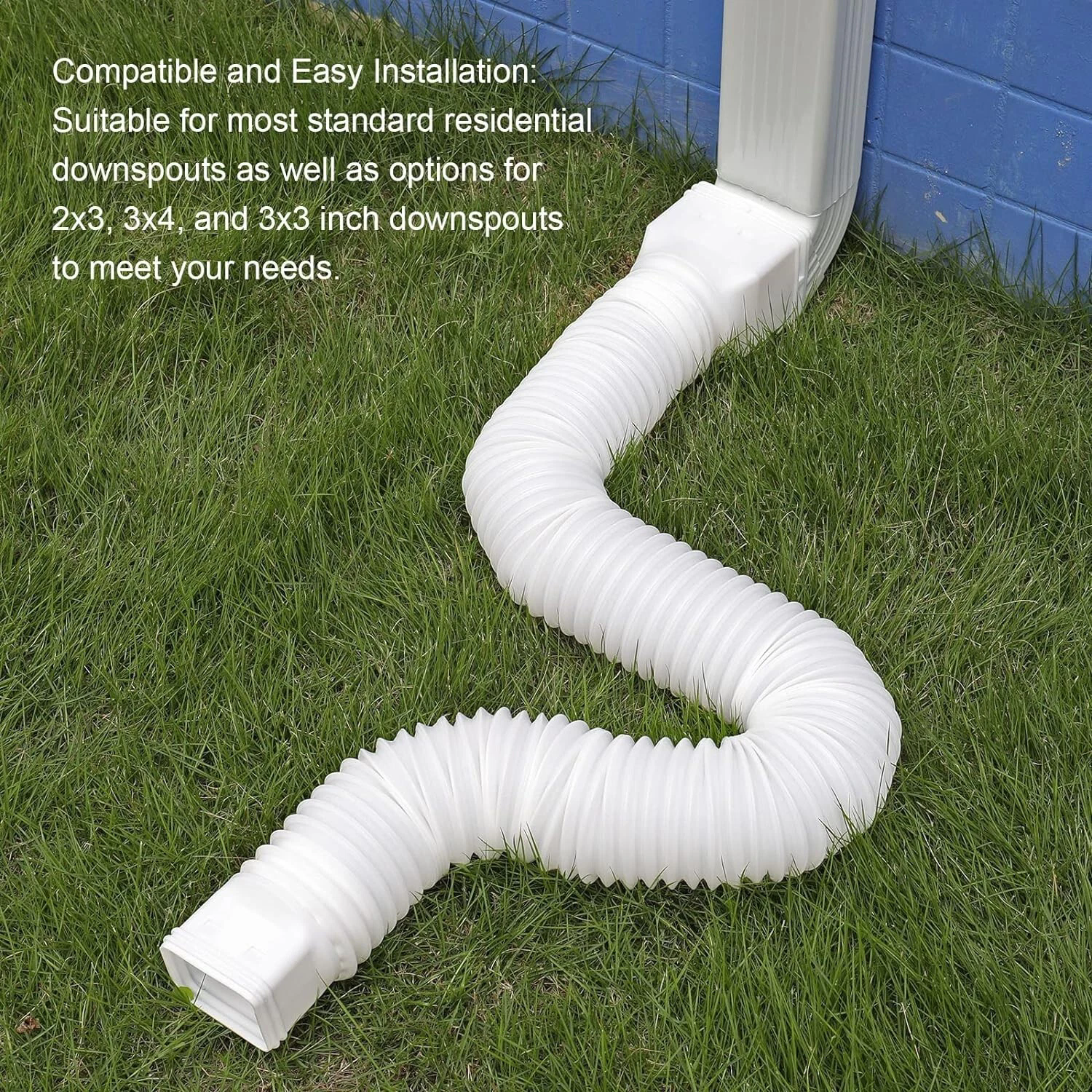 2pack Rain Gutter Downspout Extensions Flexible, Drain Downspout Extender, Down Spout Drain Extender, Gutter Connector Rainwater Drainage,Extendable from 21 to 68 Inches