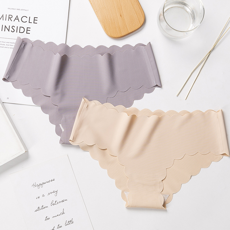 Woman Ice Silk Panty Solid Low-waist Seamless Laser Cut Underwear One Piece Traceless Panties