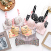High Quality Push Up Bras One-Piece Underwear Women Flower Print Seamless Bra
