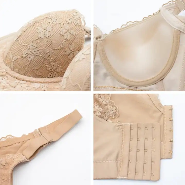 Women Padded Underwire Underwear Hide Side Plus Size Ladies Lace Bra