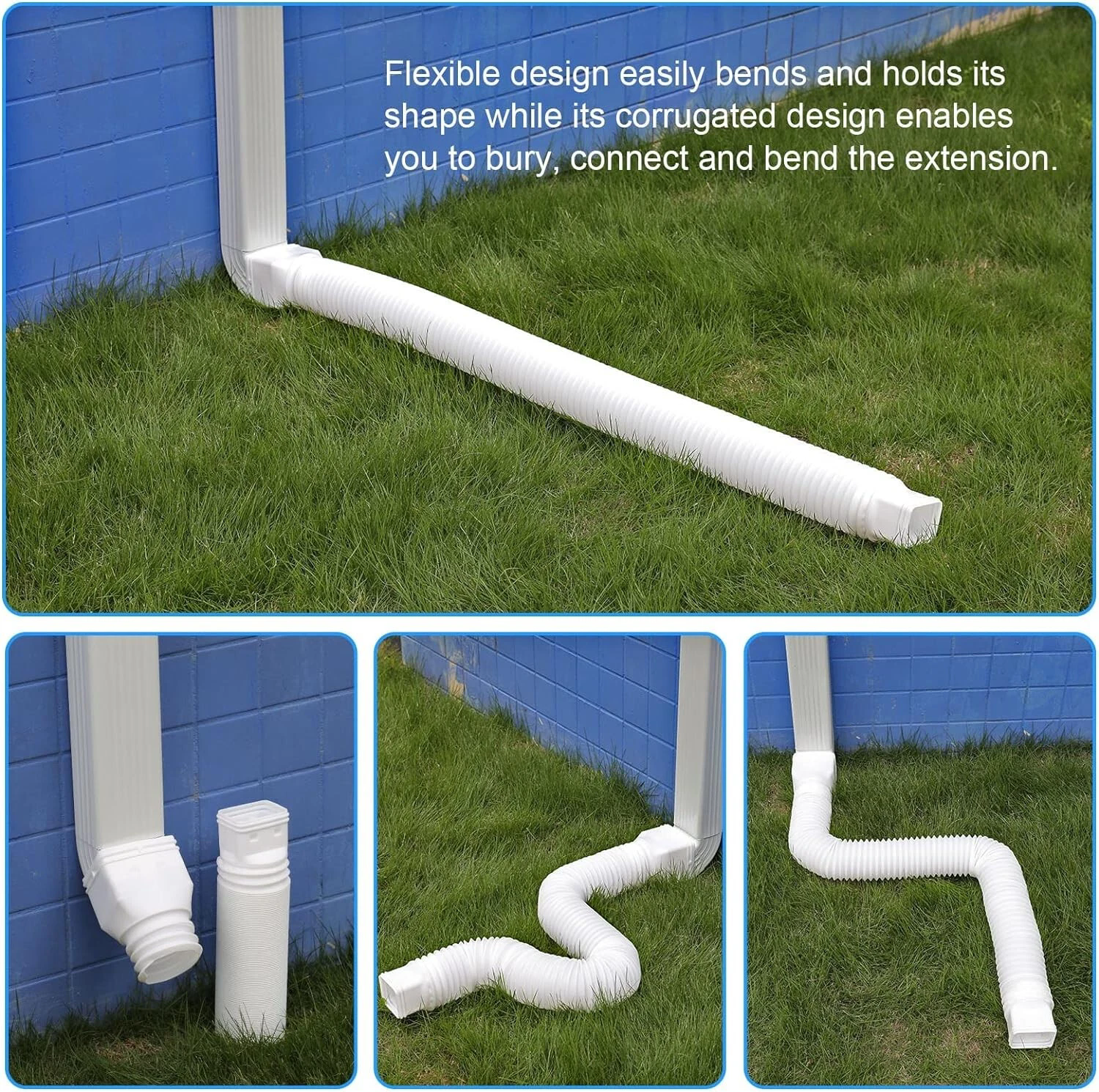 2pack Rain Gutter Downspout Extensions Flexible, Drain Downspout Extender, Down Spout Drain Extender, Gutter Connector Rainwater Drainage,Extendable from 21 to 68 Inches