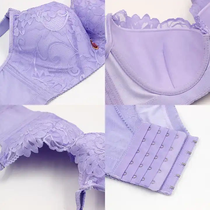 Plus Size 120D Sexy Ladies Embroidery Adjustment Underwear Lace Bra Women Gathered Bra