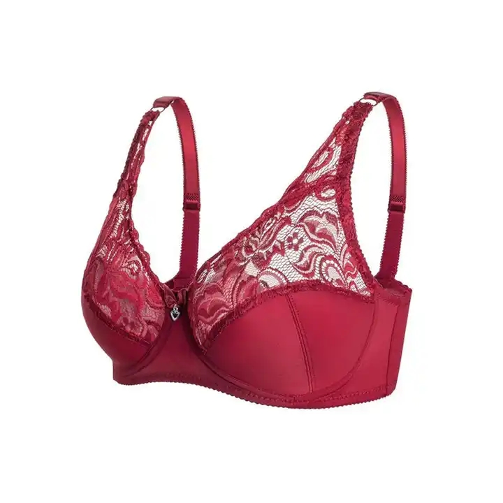 Plus Size Bra Sexy Women Lace Mesh Unlined Underwire Bra