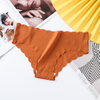 Woman Ice Silk Panty Solid Low-waist Seamless Laser Cut Underwear One Piece Traceless Panties