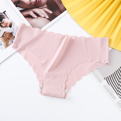 Woman Ice Silk Panty Solid Low-waist Seamless Laser Cut Underwear One Piece Traceless Panties